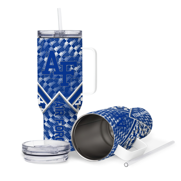 custom air force falcons chevron angle blue curved tumbler high quality.webp