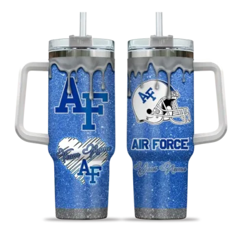 custom air force falcons heart helmet motif blue curved tumbler best selling.webp