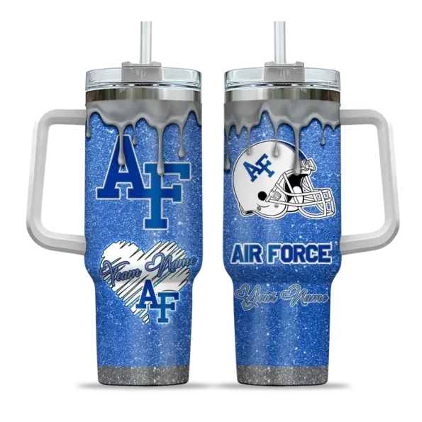 custom air force falcons heart helmet motif blue curved tumbler best selling.webp