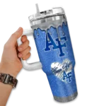 custom air force falcons heart helmet motif blue curved tumbler best selling.webp