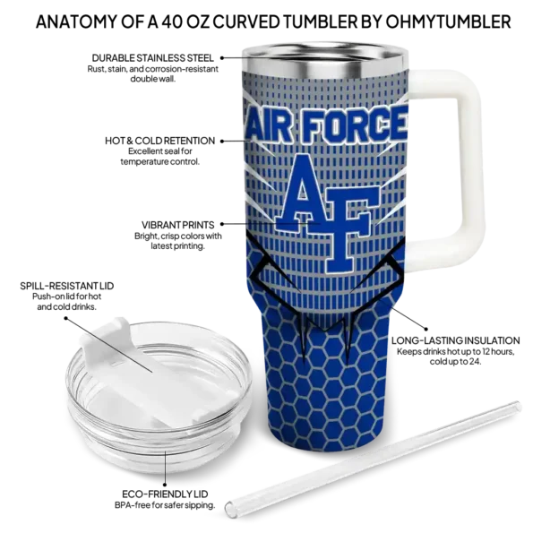 custom air force falcons hex texture blue curved tumbler new arrival.webp