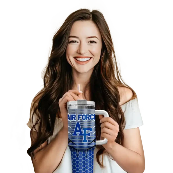 custom air force falcons hex texture blue curved tumbler premium grade.webp