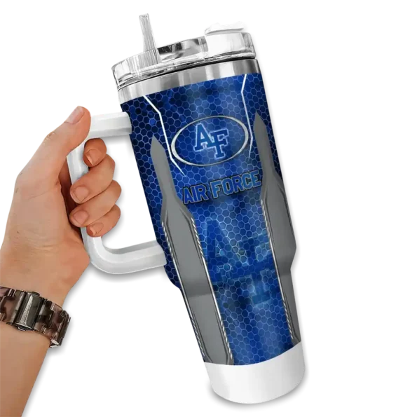 custom air force falcons hexagon armor blue curved tumbler fashion forward.webp