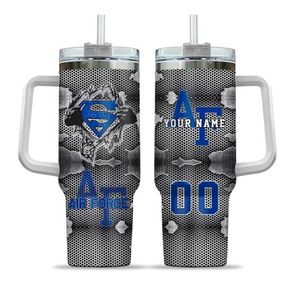 custom air force falcons superman shield blue gray curved tumbler best selling.webp