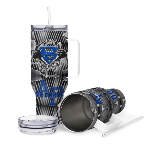 custom air force falcons superman shield blue gray curved tumbler high quality.webp