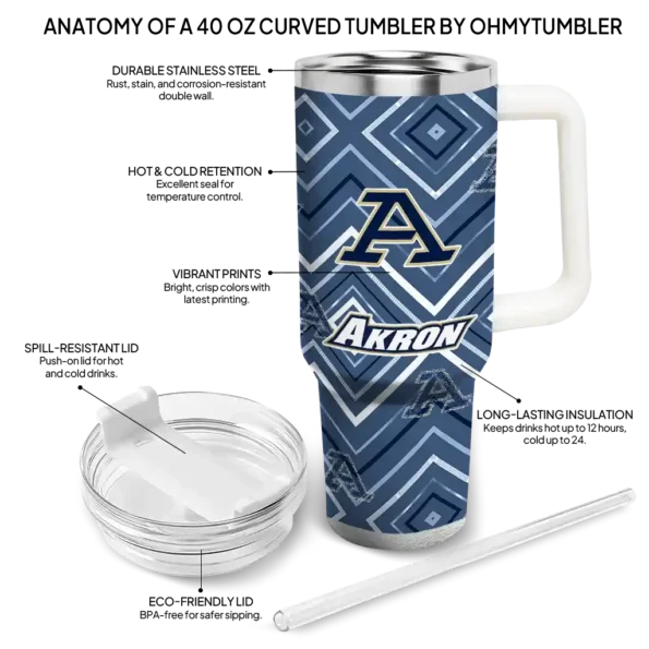 custom akron zips bold diamonds blue curved tumbler new arrival.webp