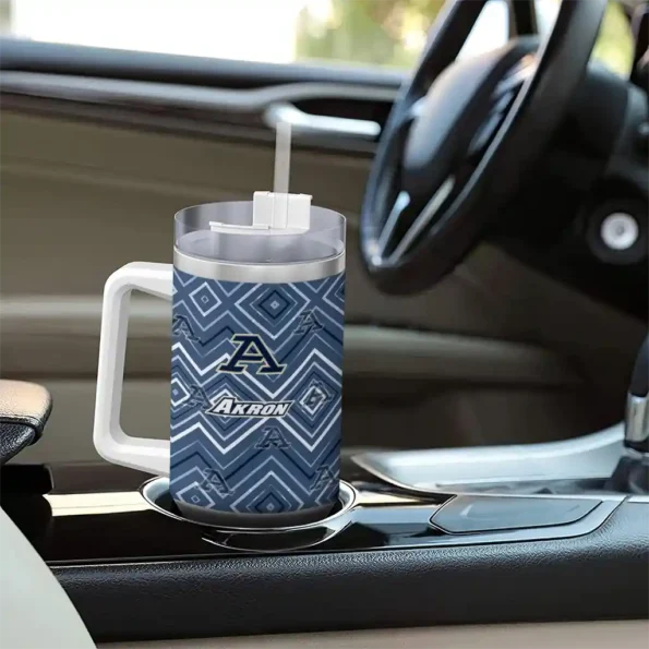 custom akron zips bold diamonds blue curved tumbler trendy.webp