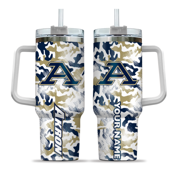 custom akron zips camo mashup blue white curved tumbler best selling.webp