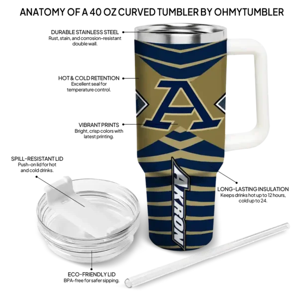custom akron zips chevron layers blue curved tumbler new arrival.webp