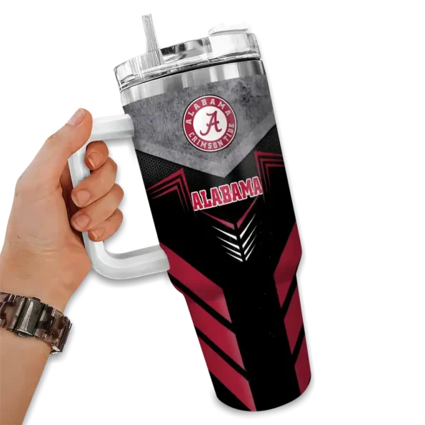 custom alabama crimson tide arrow armor crimson black curved tumbler fashion forward.webp