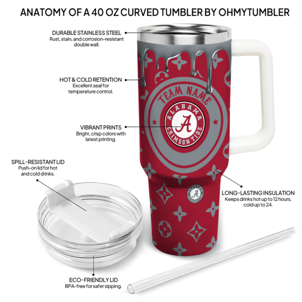 custom alabama crimson tide bullseye drips crimson curved tumbler new arrival.webp