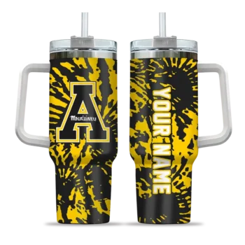 custom appalachian state mountaineers burst swirl black curved tumbler best selling.webp