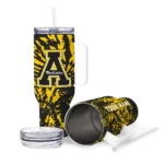 custom appalachian state mountaineers burst swirl black curved tumbler best selling.webp