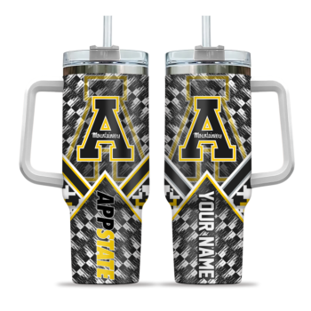 custom appalachian state mountaineers chevron angle black curved tumbler best selling.webp