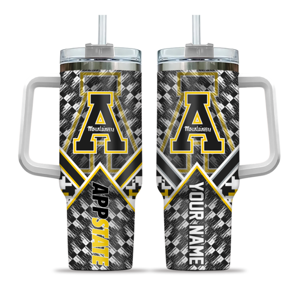 custom appalachian state mountaineers chevron angle black curved tumbler best selling.webp