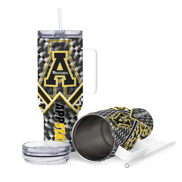 custom appalachian state mountaineers chevron angle black curved tumbler high quality.webp