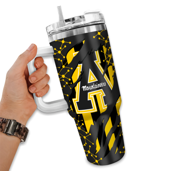 custom appalachian state mountaineers claw cut black curved tumbler fashion forward.webp