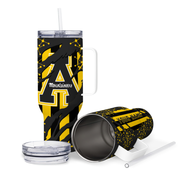 custom appalachian state mountaineers claw cut black curved tumbler high quality.webp