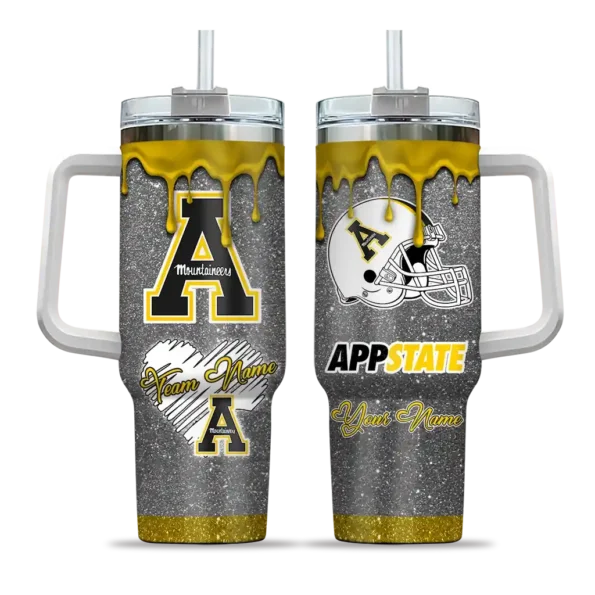 custom appalachian state mountaineers heart helmet motif black curved tumbler best selling.webp