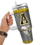 custom appalachian state mountaineers heart helmet motif black curved tumbler best selling.webp