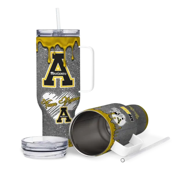 custom appalachian state mountaineers heart helmet motif black curved tumbler high quality.webp