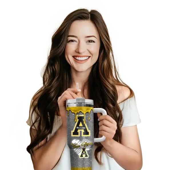 custom appalachian state mountaineers heart helmet motif black curved tumbler premium grade.webp
