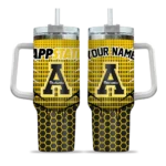 custom appalachian state mountaineers hex texture black curved tumbler best selling.webp