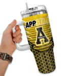 custom appalachian state mountaineers hex texture black curved tumbler best selling.webp