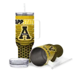 custom appalachian state mountaineers hex texture black curved tumbler best selling.webp