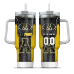 custom appalachian state mountaineers hexagon armor black curved tumbler best selling.webp