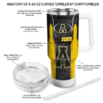 custom appalachian state mountaineers hexagon armor black curved tumbler best selling.webp