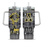 custom appalachian state mountaineers superman shield black gray curved tumbler best selling.webp