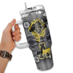 custom appalachian state mountaineers superman shield black gray curved tumbler best selling.webp