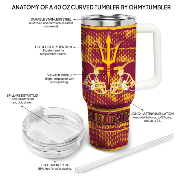 custom arizona state sun devils honey streaks maroon curved tumbler new arrival.webp