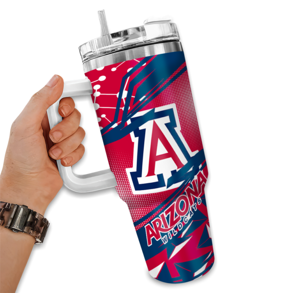 custom arizona wildcats abstract paths red curved tumbler fashion forward.webp