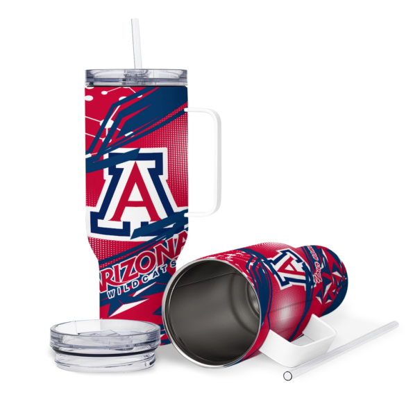 custom arizona wildcats abstract paths red curved tumbler high quality.webp