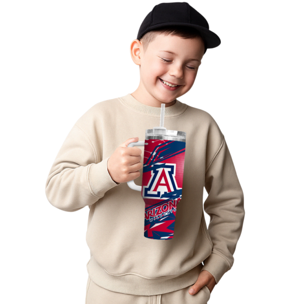custom arizona wildcats abstract paths red curved tumbler latest model.webp