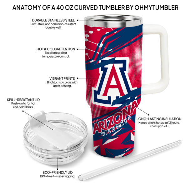 custom arizona wildcats abstract paths red curved tumbler new arrival.webp
