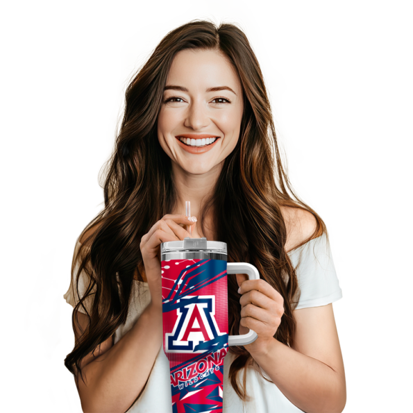 custom arizona wildcats abstract paths red curved tumbler premium grade.webp