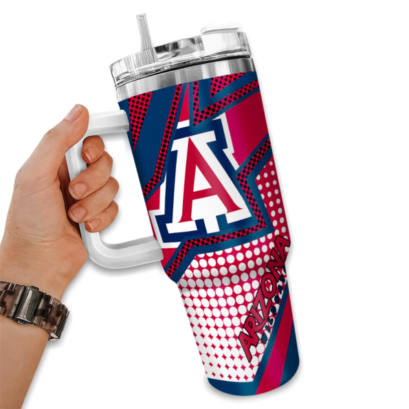 custom arizona wildcats arrow burst red curved tumbler fashion forward.webp