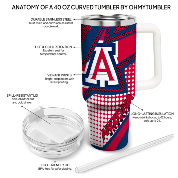 custom arizona wildcats arrow burst red curved tumbler new arrival.webp
