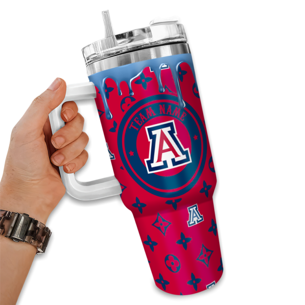 custom arizona wildcats bullseye drips red curved tumbler fashion forward.webp