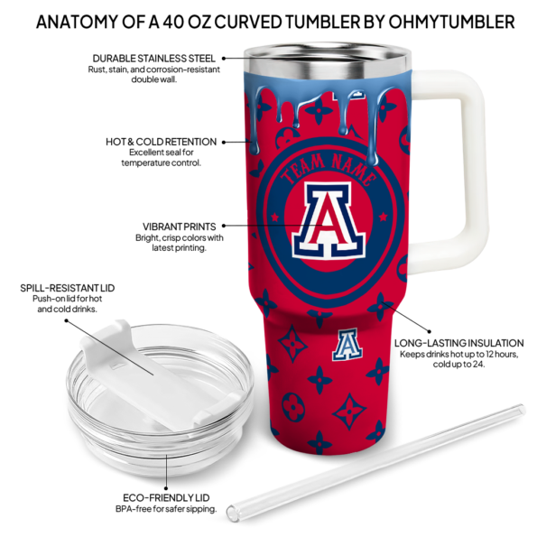 custom arizona wildcats bullseye drips red curved tumbler new arrival.webp