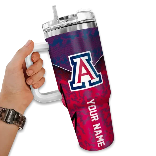 custom arizona wildcats chevron stripe red curved tumbler fashion forward.webp