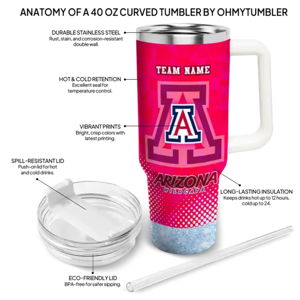 custom arizona wildcats geometric prism red curved tumbler new arrival.webp
