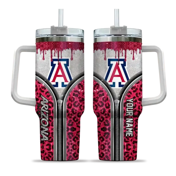 custom arizona wildcats leopard zipper red curved tumbler best selling.webp