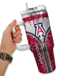 custom arizona wildcats leopard zipper red curved tumbler best selling.webp