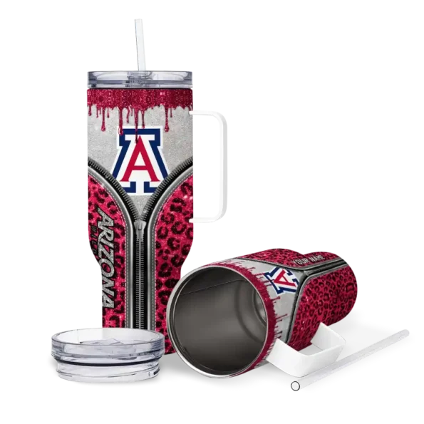 custom arizona wildcats leopard zipper red curved tumbler high quality.webp