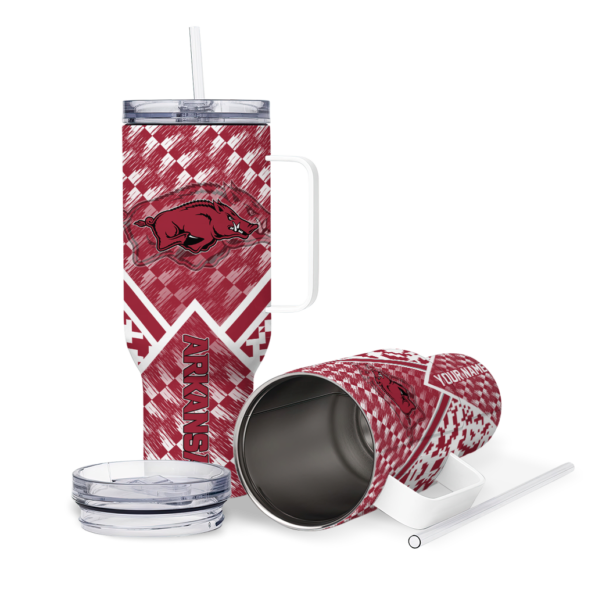 custom arkansas razorbacks chevron angle red curved tumbler high quality.webp