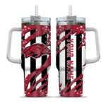custom arkansas razorbacks claw cut red black curved tumbler best selling.webp